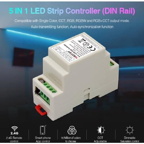 LS2S 5 IN 1 Led Strip Controller(Din Rail) DC12V~24V FUT087 2.4G Touch FUT089 Remote Controller for RGB+CCT/RGBW LED Strip light