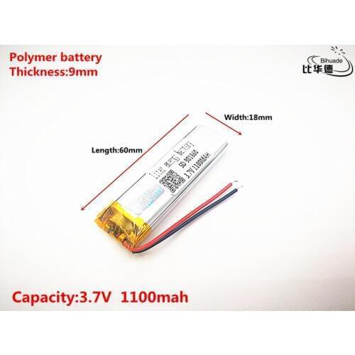 Good Qulity 3.7V,1100mAH,901860 Polymer lithium ion / Li-ion battery for TOY,POWER BANK,GPS,mp3,mp4
