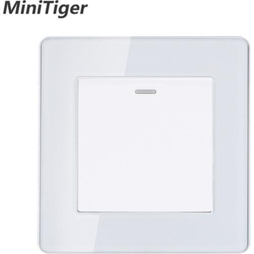 MiniTiger UK Standard 1/2/3/4 Gang 1 Way Luxury Crystal Glass Panel Button Light Switch On / Off Wall Switch Interruptor 16A