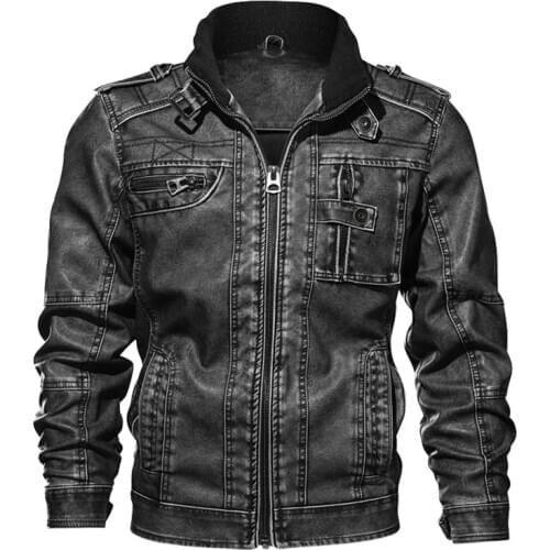 2019 Male Coats Brand Clothing 7XL Mens PU Jacket Leather Coat Autumn Slim Fit Faux Leather Motorcycle Jackets