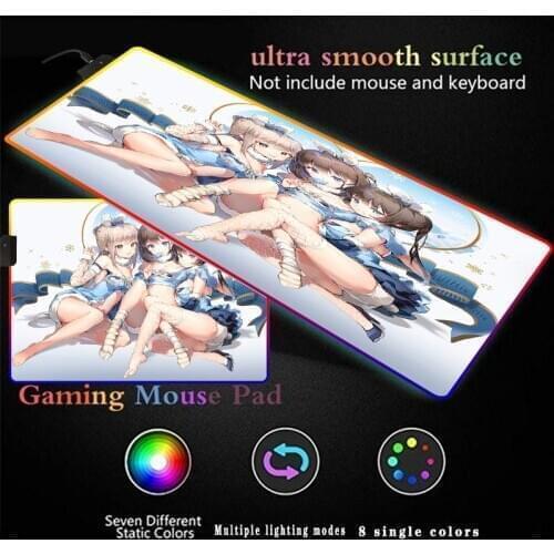 Three Girl Beautiful Feet RGB Anime Soft Large Gaming Mouse Pad Oversize Glowing Led Extended Mousepad Computer Keyboard Pad XXL