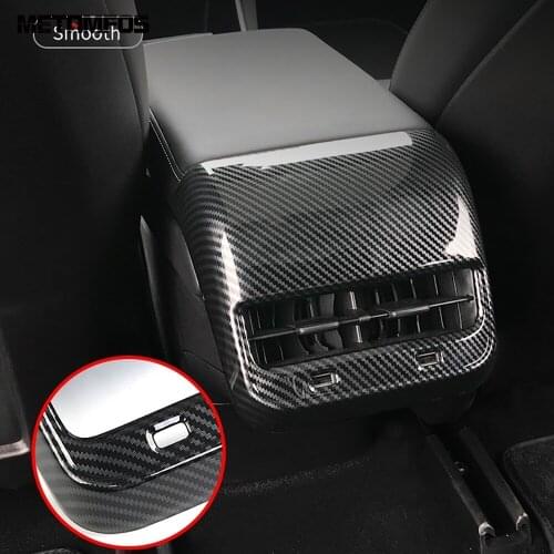 For Tesla Model Y 2020 2021 2022 Car Rear Seat Air Flow Vent Outlet Cover Molding Trim Sticker Carbon Fiber Accessories Styling