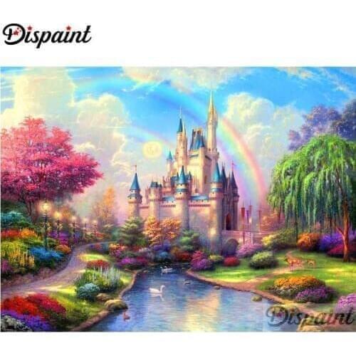 Dispaint Full Square/Round Drill 5D DIY Diamond Painting "Castle scenery" Embroidery Cross Stitch 3D Home Decor A11951