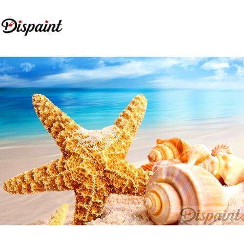 Dispaint Full Square/Round Drill 5D DIY Diamond Painting "Conch shell" Embroidery Cross Stitch 3D Home Decor A12433