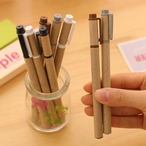 Jonvon Satone 4pcs Neutral Pen Simple Kraft Paper Shell Korea Stationery Office Supplies Creative Pen Stationary 0.38mm