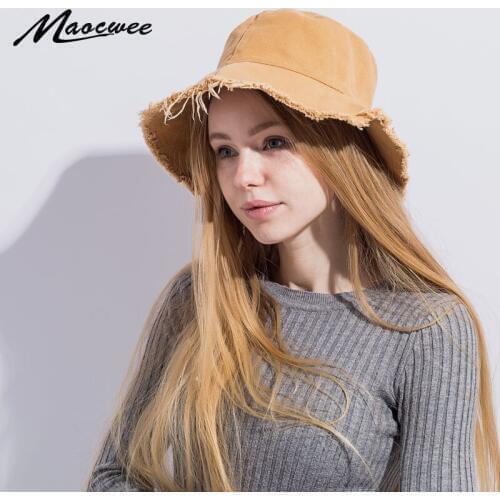 Jeans Bucket Hat Fashion Summer Women Denim Sun Hat Floppy Cap Wide Brim Foldable Sun-Proof K Pop Fishing Hat 2018 Hip Hop Bones