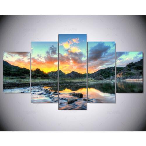 Panel HD printed painting Sunset at Malibu Beach canvas home decor wall art picture for living room kn-107