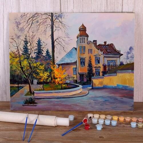 Landscape Lviv Paint By Numbers Complete Kit Oil Paints 40*50 Canvas Painting Decoration For Kids Handiwork Handicraft
