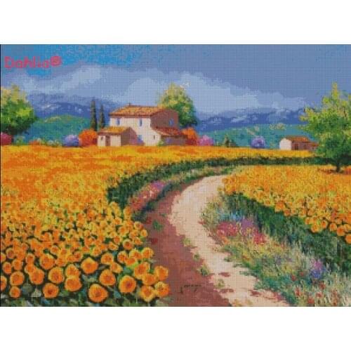 Oil painting sunflower Country Arts Needlework Embroidery DIY Cross Stitch Kits Crafts 14CT Unprinted Home Decor Handmade