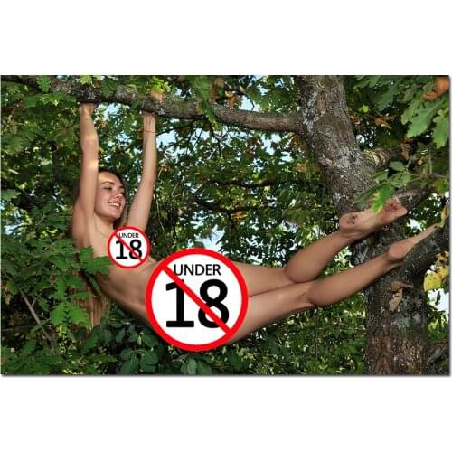 Sexy Nude Girl on the Tree Canvas Painting Contemporary Art Poster Print Adult Model Wall Picture for Living Room Home Decor