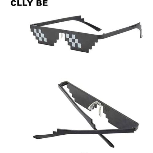 Mosaic Stripe Sunglasses Women Men Black Joke Funny Novelty Toys Thug Life Glasses Tricky Interesting Gadgets Party Prank Props