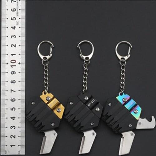 Hexagonal Card Knife With Screwdriver Stainless Steel Multifunctional Hexagon Coin Pocket Foldable Outdoor Tools With Chains
