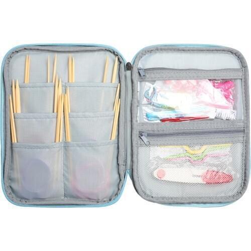 Knitting Needle Set DIY Yarn Craft Weave Knit Tools with Bag 18PCS/Set Circular Bamboo Knitting Needles Sewing Accessories Set