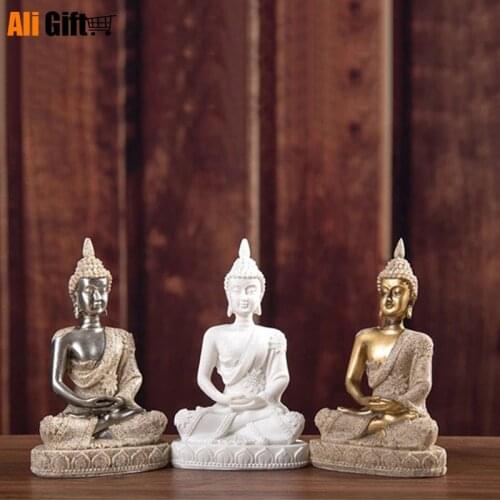 Buddha Statue Nature Sandstone Thailand Buddha Sculpture Hindu Fengshui Figurine Meditation Miniature Home Decor