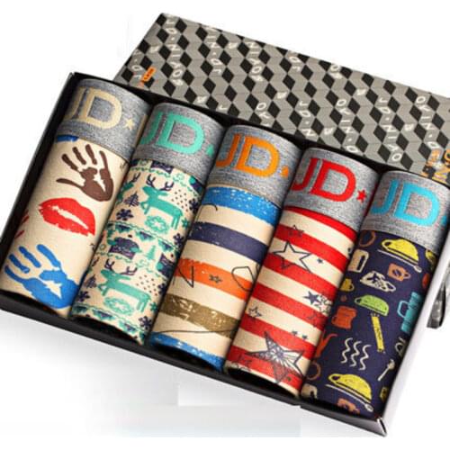 5Pcs/lot Cotton Men Boxer Underwear Men Solid Print Man Boxers Homme Comfortable Underpants Soft Breathable Male Panties