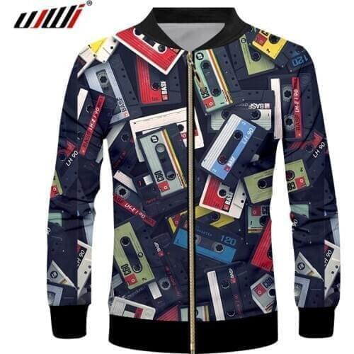 UJWI 2020 3d Print Retro CD Record Fashion Men Women Zipper Hoodies Jackets Long Sleeve Zip Up 3D Sweatshirt Tops Pullovers