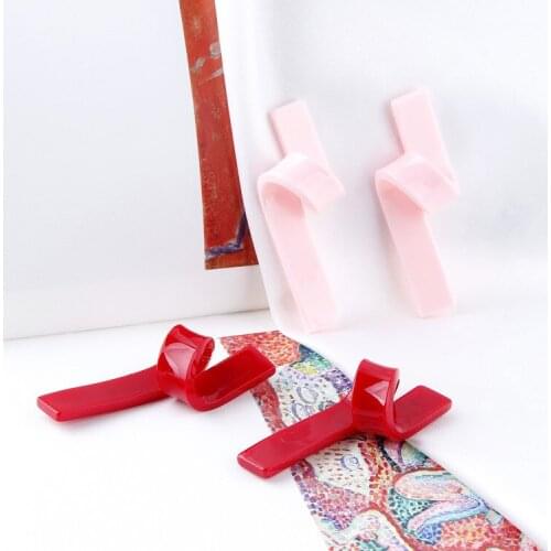 Spring style 30pcs/lot pink/red print cartoon ribbon/knot shape acrylic beads diy jewelry earring pendant accessory