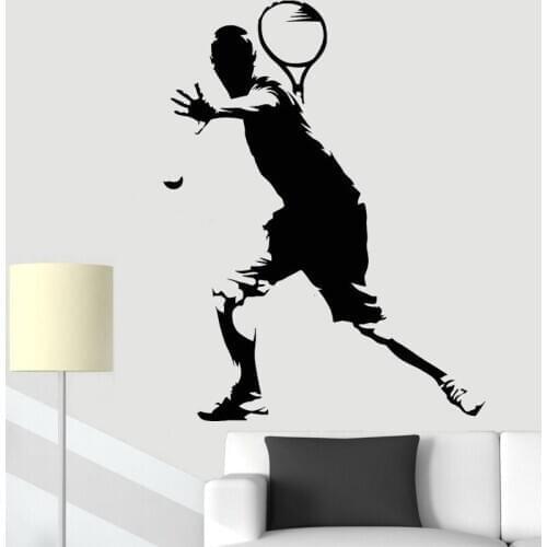 Player Stickers Tennis Ball Vinyl Wall Decal Boys Bedroom Living Room Decoration Home Decor Sports Art Mural Silhouette O133