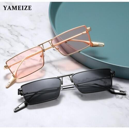 YAMEIZE Metal Frame Vintage Sunglasses Women Luxury Brand Driver Pilot Eyeglasses Retro Square Sun Glasses For Men Gafas De Sol