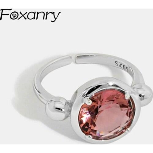 Evimi 925 Sterling Silver Wedding Rings for Women New Trend Sweet Pink Zircon Bride Jewelry Birthday Gifts Party Accessories