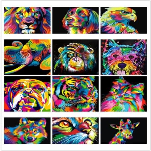 Animal DIY Diamond Painting Colorful Dog Square Round Diamond Decorative Painting Full Diamond Hanging Painting