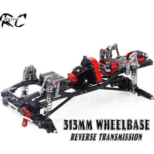 1/10 RC Crawler 12.3" 313mm Wheelbase Chassis Frame Unassembled Metal Chassis Kit with Reverse Transmission Metal Axle