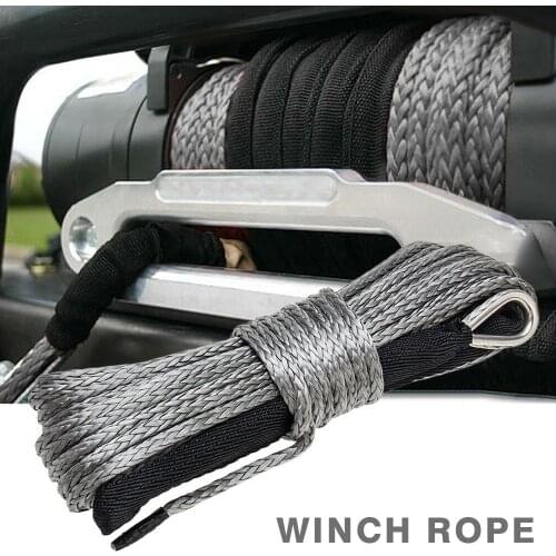 1pc 15M 10000LBS Car Synthetic Winch Rope Line Recovery Cable For ATV SUV Truck Boat Winch Gray Towing Rope Parts