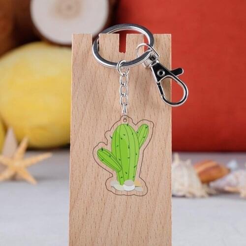 1pc Cool cactus Plant cactus acrylic key chain pendant Keyrings