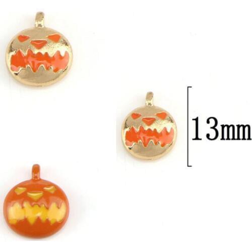 10 pieces of alloy Halloween dripping oil angry pumpkin head pendant hair accessories bracelet necklace accessories DIY