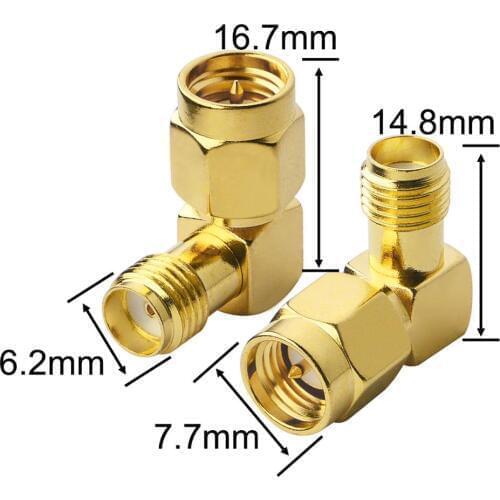 2 Pieces SMA adapater SMA Plug male to SMA Jack female adapter right angle connector adapter