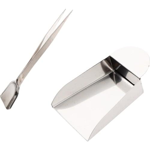2Pcs Stainless Steel Jewelry Tweezer With Scoop & Shovel For Gemstone Bead
