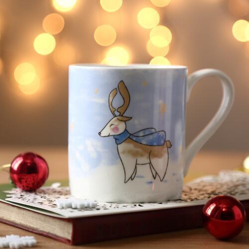 420ml ceramic mugs with handgrip Christmas gifts deer painted bone china coffee milk water mug Europe style couple cup blue pink