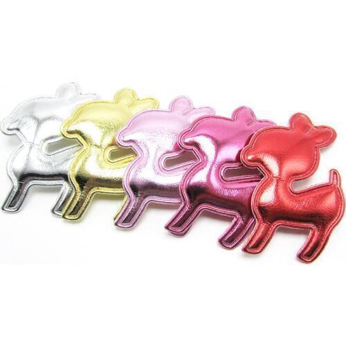 50pcs/lot Padded Felt Furry Deer Shape Applique Patches For Clothing Sew On Cloth Stickers Decoration, DIY Hair Accessories