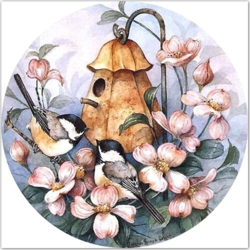 5D Non full drill Square Flowers birds Diamond painting Round Diamond mosaic DIY Diamond embroidery Cross stitch Home Art Decor