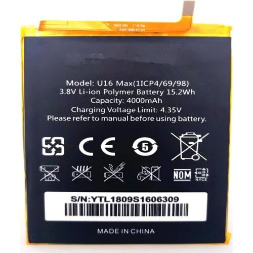 Oukitel U16 Max Battery Original High Capacity 4000mAh Battery Backup Replacement for Oukitel U16 Max with Repair Tools
