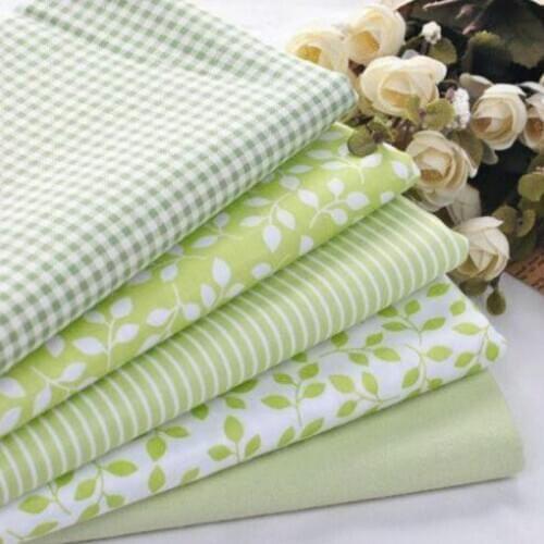 Booksew 100% Cotton Fabric 5 pcs Green Plaid Stripe Floral For Sewing Patchwork Wallet Purse Doll Bedding Fabric 40cm*50cm