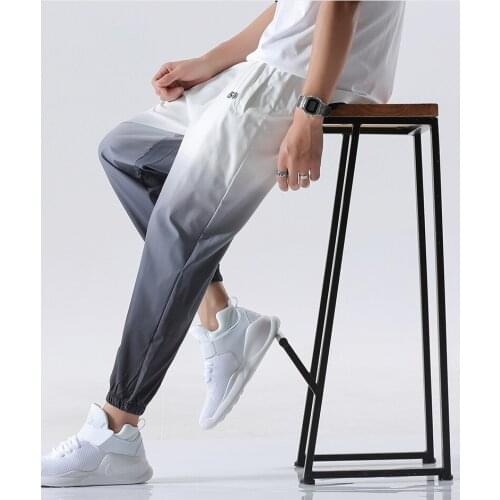 2021 new fashion street dance jogging pants mens casual trend trousers high street elastic waist gradient color harem pants men