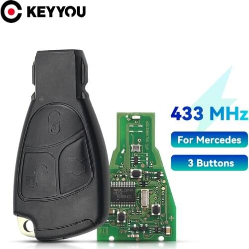 KEYYOU Remote Key Case Fob 433Mhz 3 Buttons For Mercedes Benz C E ML Class Sprinter Control Circuit Board Keyless