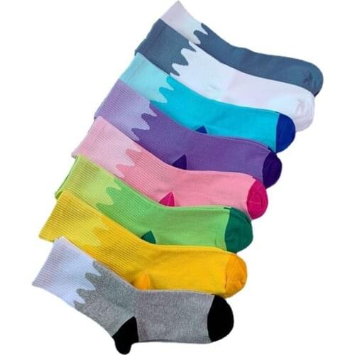 Color Matching Socks Girl College Style European and American Street Boy Skateboard Color Cotton Hip Hop Cool Personality Sock