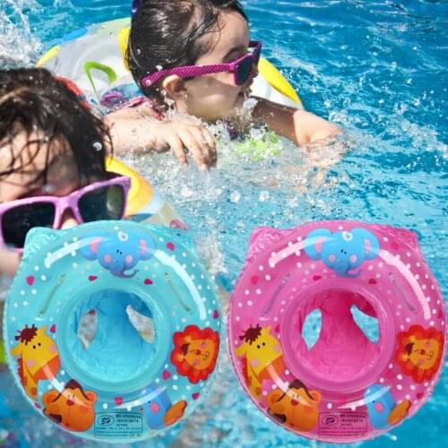 Baby Swimming Pool Rings Seat Cute Inflatable Swim Ring Float Seat Swim Circle with Dual Handle for Baby Toddlers Pool Bathtub