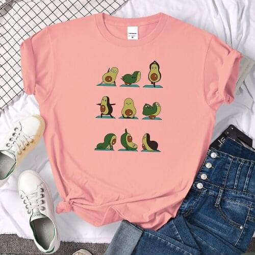 Avocado Cartoon Cute Print Tshirt Women Fashion Loose Tee Clothes Casual Summer Clothes Breathable Loose Womens T-Shirts New