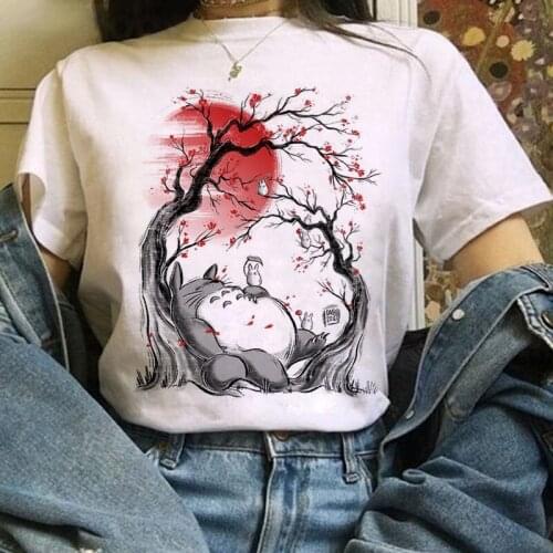 Japanese Anime T Shirts Studio Ghibli Totoro Women Tshirts Harajuku Ullzang T-shirt Cartoon Ghibli Totoro Shirts 90s Top Tees