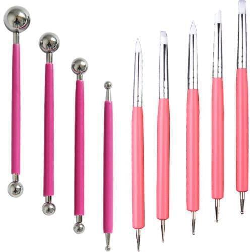4 pcs Clay and Pottery Tools 8-piece candy-colored Acrylic Silica Gel Pen-and-steel Eight-head Carving Set Art Supplies