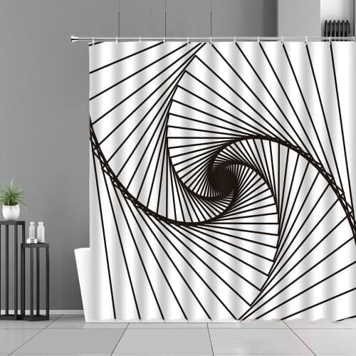 Creative Geometric Shower Curtains Personality Home Bathroom Decor Curtain Set Waterproof Bathtub Partition Polyester With Hooks