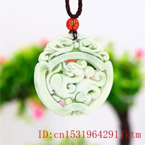 Jade Dragon Pendant Necklace Gifts Carved Jewelry Double-sided Green for Charm Natural Chinese Amulet Men Women Fashion