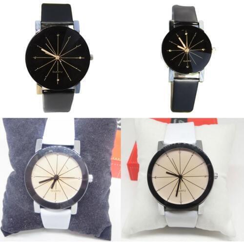 Lovers' Quartz Watch Women Mens Simple Casual Style PU Leather Watchband Round Dial Couples Watch Wrist Watch TT@88