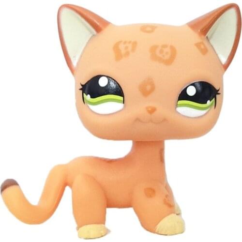 LPS CAT pet shop cute toys short hair cat #1120 orange spotted leopard cheetah kitty real rare animal standing toys for children