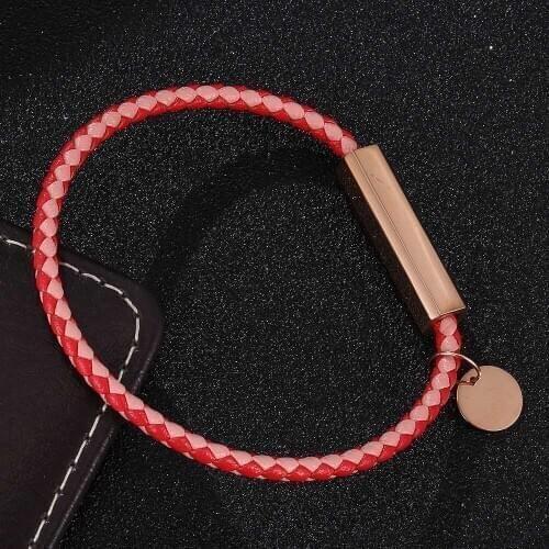 Trendy Red Pink Leather Bracelet Women Bracelet & Bangle Rope Chain Charm Women Jewelry Gift BB0733