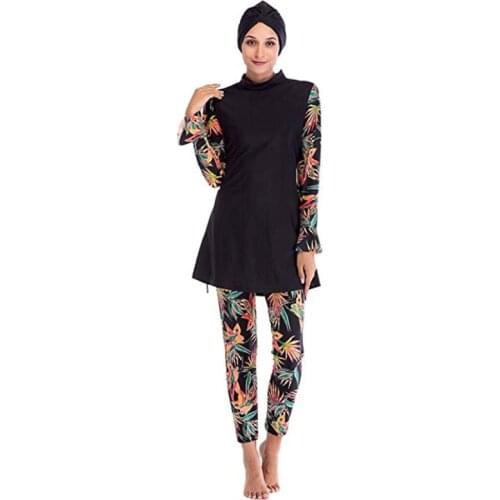 Muslim Swimwear Women Modest Patchwork Hijab Long Sleeves Sport Swimsuit Islamic muslimah Burkinis Wear Bathing Suit 4XL