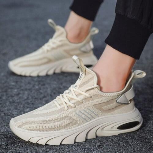 Version of the trend of flying woven breathable mesh mens shoes fashion small white shoes outdoor leisure sports running shoes